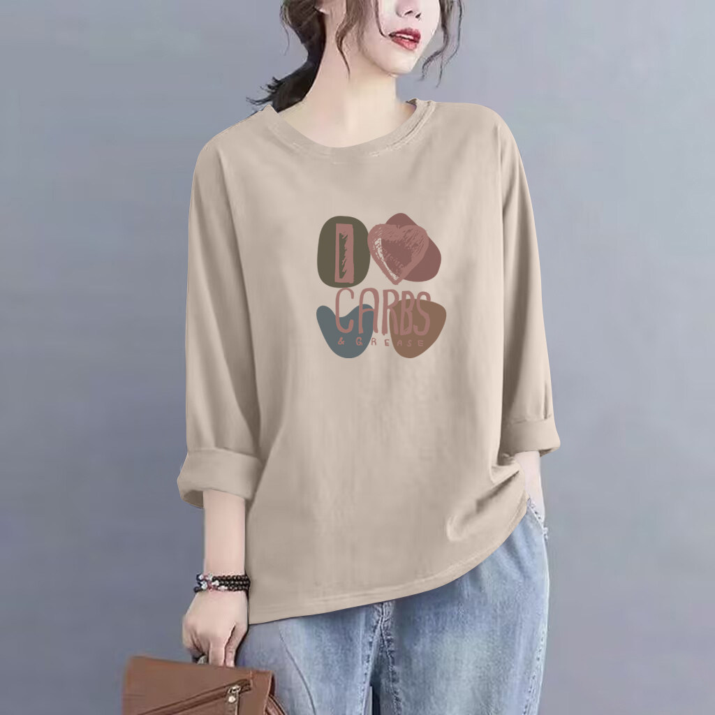 100%纯棉长袖气质t恤女上衣