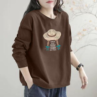 洋气圆领长袖 休闲卫衣女秋冬时尚 上衣潮 时尚 品牌外贸出口纯棉长袖