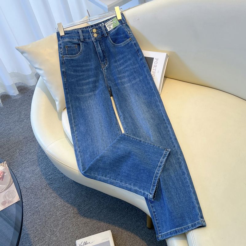 牛仔裤女裤品牌春秋款2025年新款高腰爆款裤子高腰窄版直筒阔腿裤