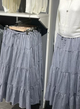 Brandy Girl美式复古辣妹格子半身裙bm风修身显瘦百搭A字长裙女