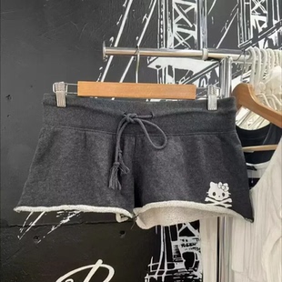 Brandy Girl美式复古卡通猫咪印花短裤bm风百搭抽绳休闲运动裤女