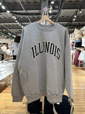 美式复古字母刺绣套头卫衣