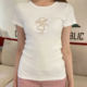 Brandy 显瘦百搭上衣女 T恤bm修身 Girl美式 复古小女孩刺绣印花短袖