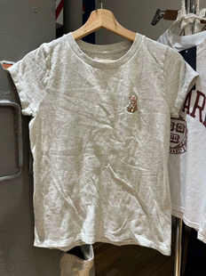 T恤bm简约显瘦百搭上衣女夏 复古小熊刺绣圆领短袖 Brandy Girl美式