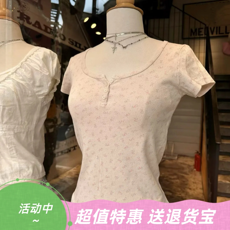 显瘦纯欲百搭碎花圆领短袖