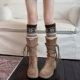 咖啡色费尔岛袜子女堆堆袜套秋冬季 护小腿保暖腿套搭配牛皮靴子穿