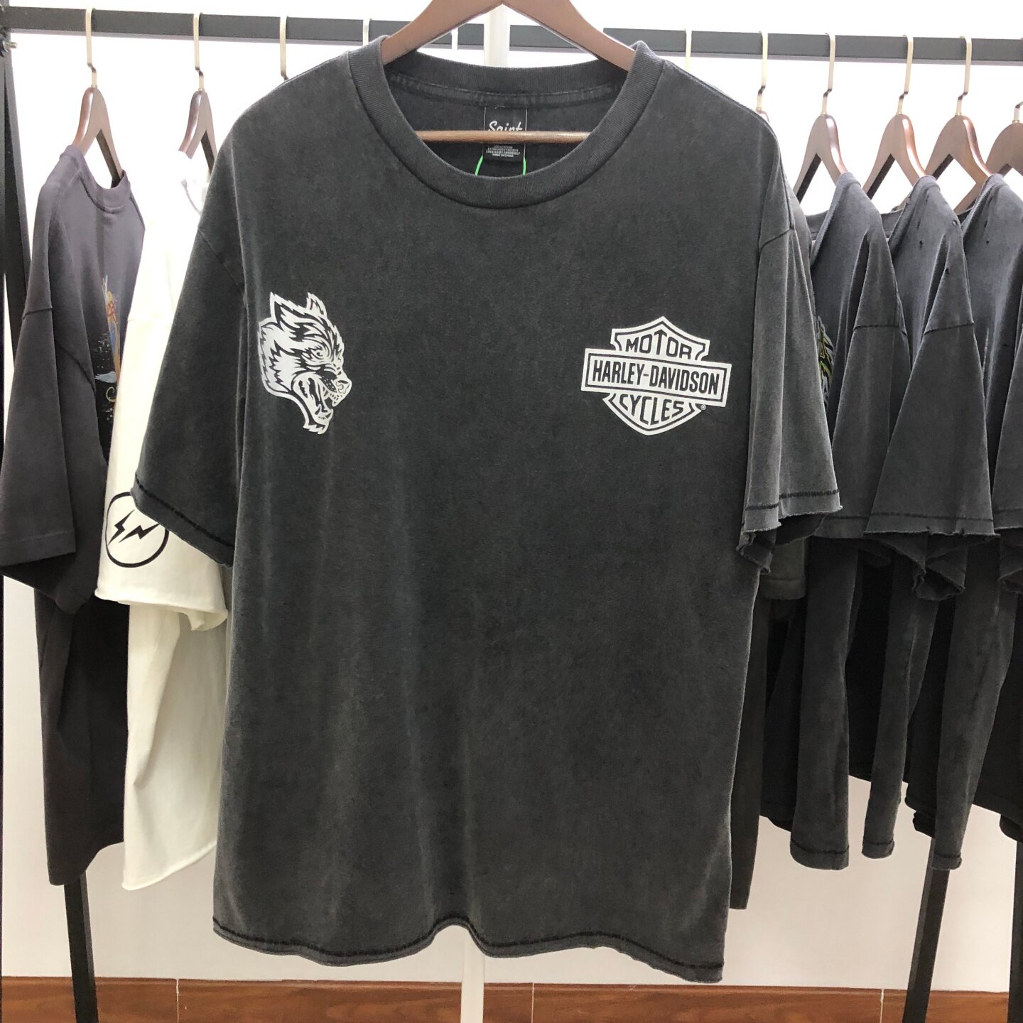 Darc SSDD NFGU x Harley哈雷狼头合作联名限定洗水做旧短袖T恤潮