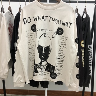 ERD忧郁富二代小鬼同款美式高街VTG水洗宽松长袖打底T恤男女ins潮