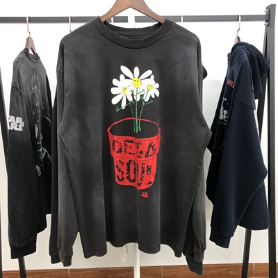 Saint Michael “ De La Soul Is Dead”水洗做旧长袖T恤男女潮