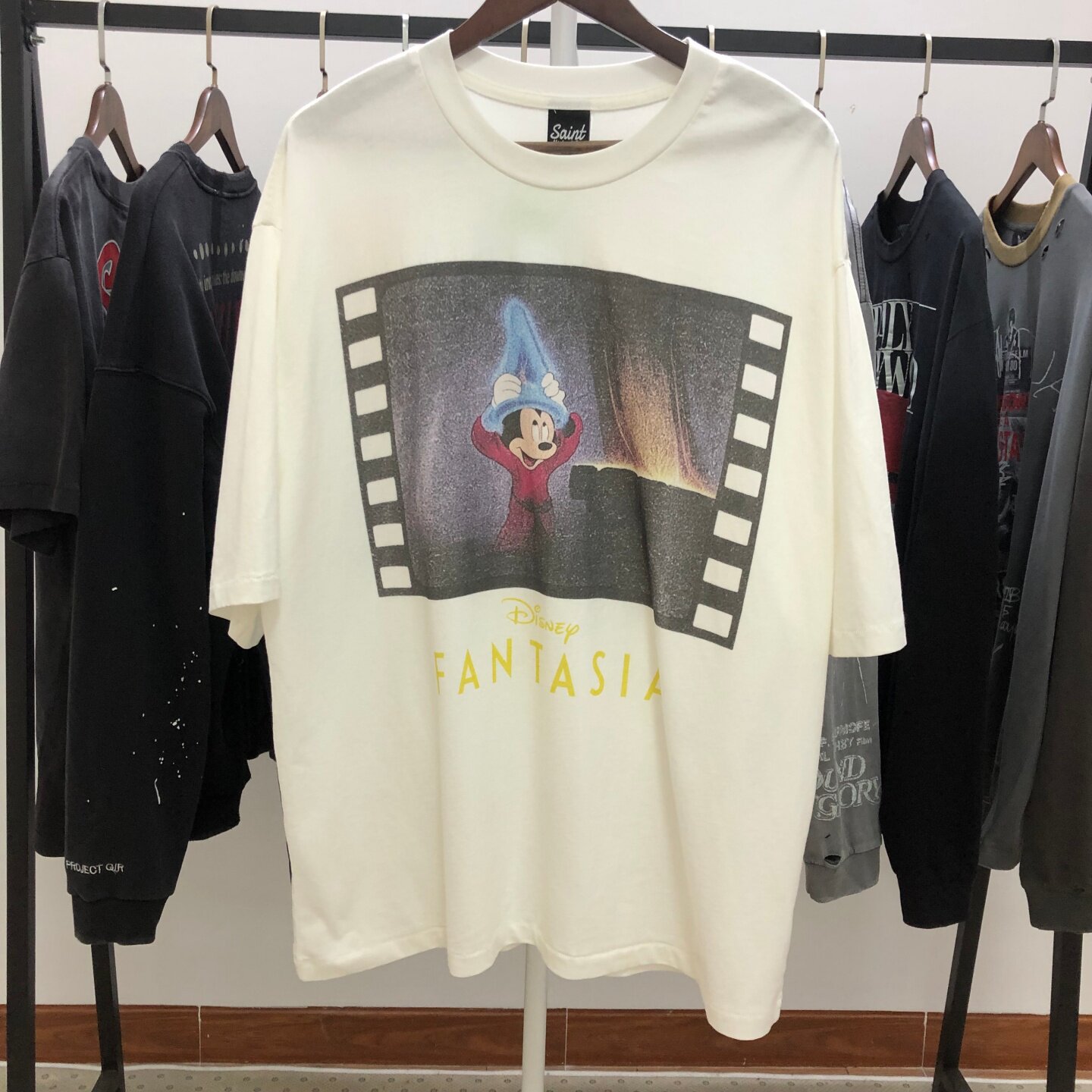 SAINT Michael 魔法帽子米奇限定卡通风格洗水做旧短袖T恤男女潮
