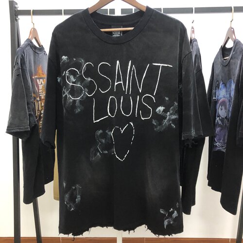 Saint Street Dirty街头手绘涂鸦风格宽松休闲美潮小众短袖T恤ins