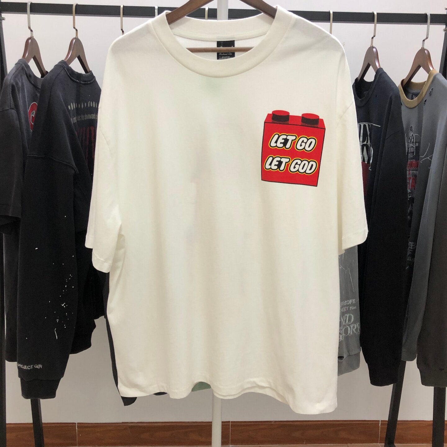 Saint Micheal 26SS 乐高风格街头宽松洗水做旧短袖T恤男女潮