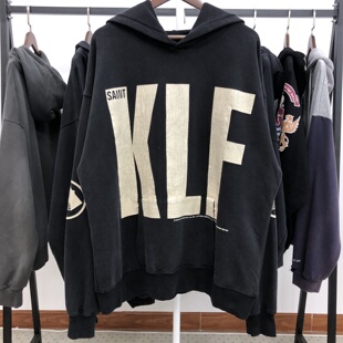 Saint Michael Cho美式宽松字母设计感洗水男士做旧连帽卫衣秋冬