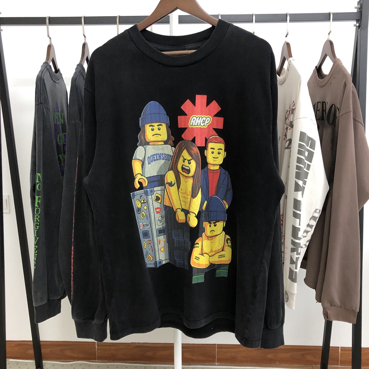Saint x RHCP红辣椒乐队 x LEGO 三方联名洗水做旧长袖T恤男女潮