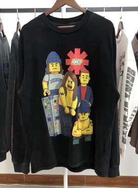 Saint x RHCP红辣椒乐队 x LEGO 三方联名洗水做旧长袖T恤男女潮