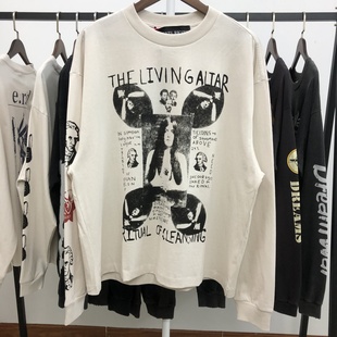 高版本ERD忧郁的富二代玛雅人像印花宽松打底衫长袖T恤男女潮