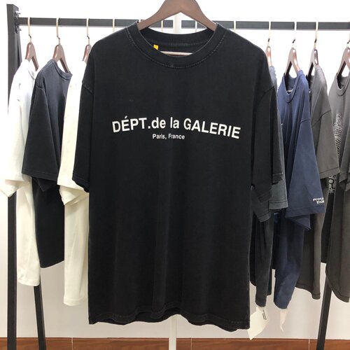 GALLERY DEPT美式字母印花水洗做旧男女高街宽松短袖T恤休闲上衣