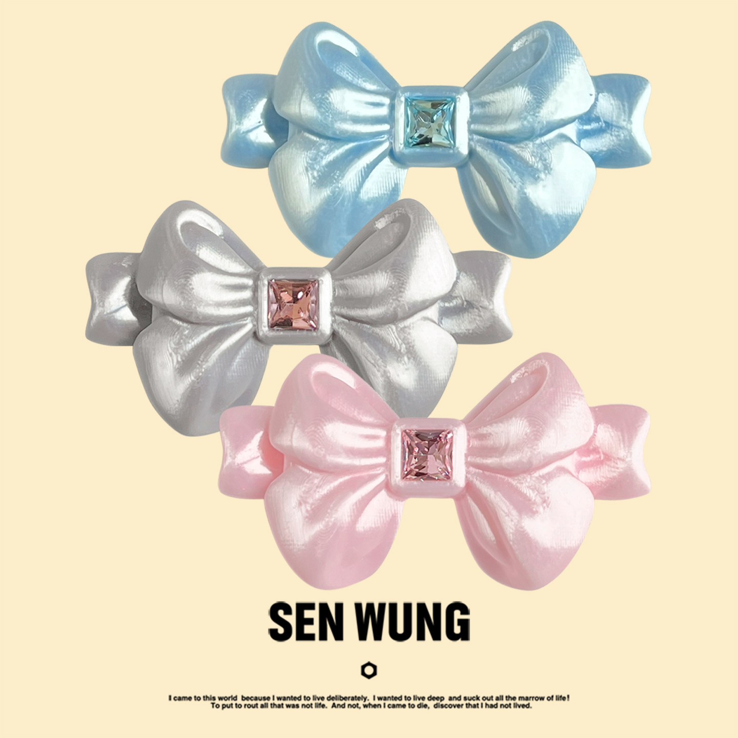 SEN WUNG【在逃女孩】蝴蝶结发夹温柔丝绸光泽 甜酷少女风鸭嘴夹,饰品/流行首饰/时尚饰品新,发饰,淘宝优惠券,粉丝福利购,淘宝优惠卷