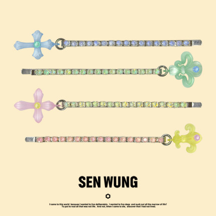 SEN WUNG【花下祈愿】透明冰感巴洛克吊坠3D打印复古水钻一字夹