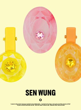 SEN WUNG【小熊历险记】马卡龙宝石发卡少女刘海夹子原创手绘设计