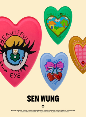 SEN WUNG【爱心涂鸦】多巴胺小众复古发卡彩色可爱个性手绘刘海夹