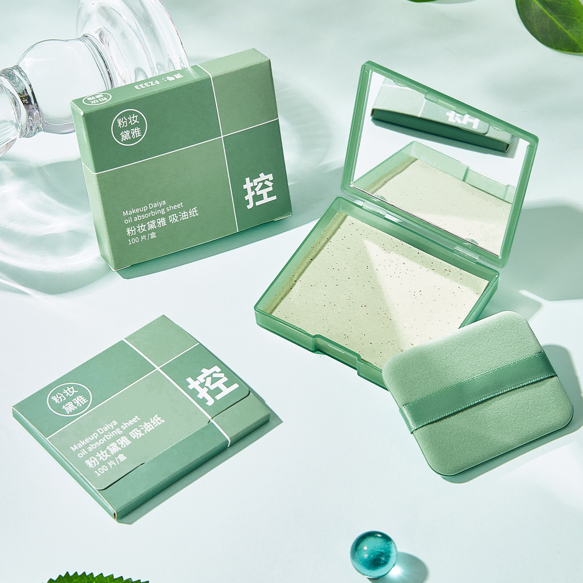 粉妆黛雅面部吸油纸带粉扑