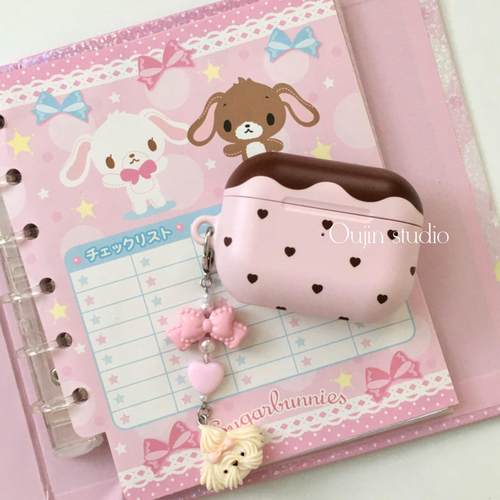 可爱少女心波点爱心少女粉耳机壳