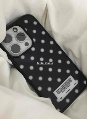 韩系ins风小众设计复古潮流白色波点古早味手机壳iphone17/16/15promax/14/13防摔黑边滴胶防摔苹果保护套