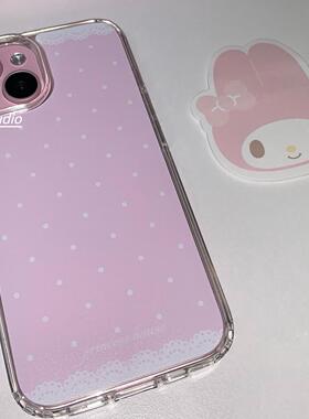 ins韩系可爱甜美粉色温柔气质蕾丝波点亚克力手机壳适用iphone17promax/15pro/14/13/苹果16手机壳保护套防摔