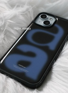 韩系ins风简约高级感a字母印花适用手机壳iPhone17/16promax/15/14pro/13全包滴胶黑边防摔苹果手机壳