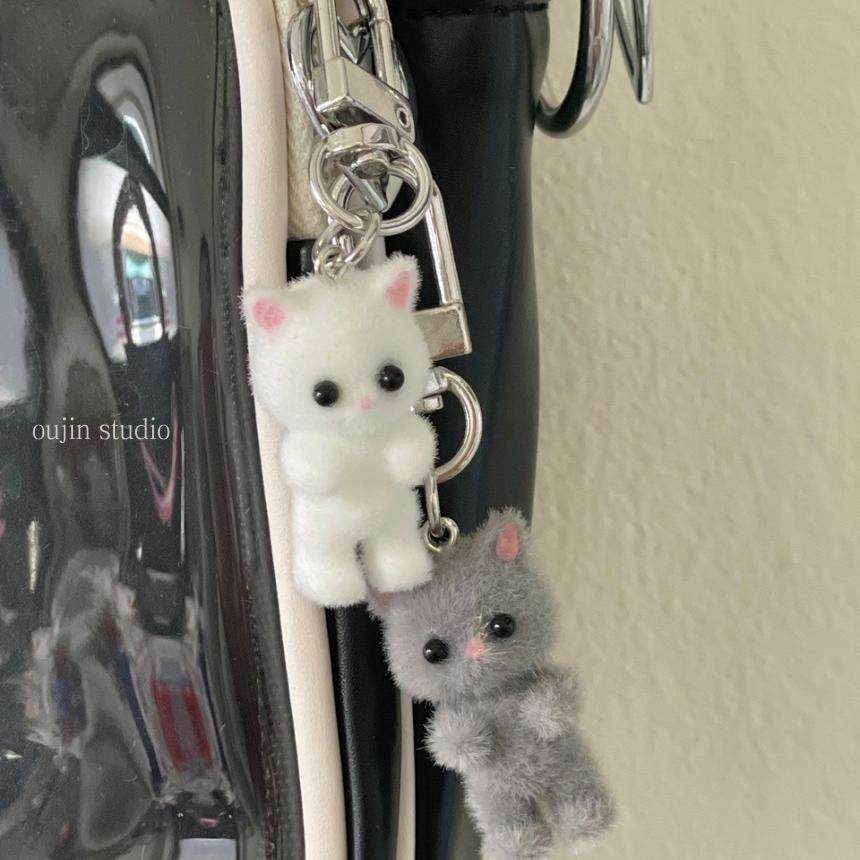 韩国小众ins可爱植绒情侣灰白粉色猫咪手机挂件AirPods挂饰吊坠,3C数码配件,手机挂件/手机链,淘宝优惠券,粉丝福利购,淘宝优惠卷