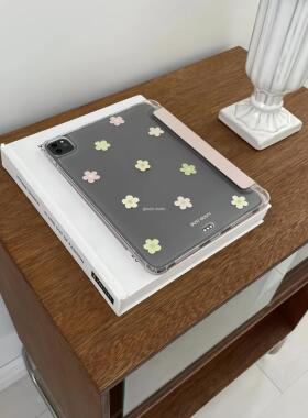 韩系ins小众设计可爱卡通气质浪漫花朵ipad2024pro11寸/air6/10.2/12.9寸苹果平板保护套软壳带笔槽支架
