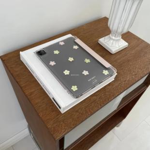 韩系ins小众设计可爱卡通气质浪漫花朵ipad2024pro11寸/air6/10.2/12.9寸苹果平板保护套软壳带笔槽支架