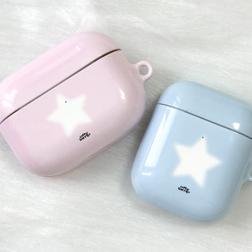 小众韩国ins粉色蓝色晕染浪漫星星少女感y2k耳机壳适用AirPods1/4/ pro菲林无线蓝牙耳机壳保护套AirPods3代