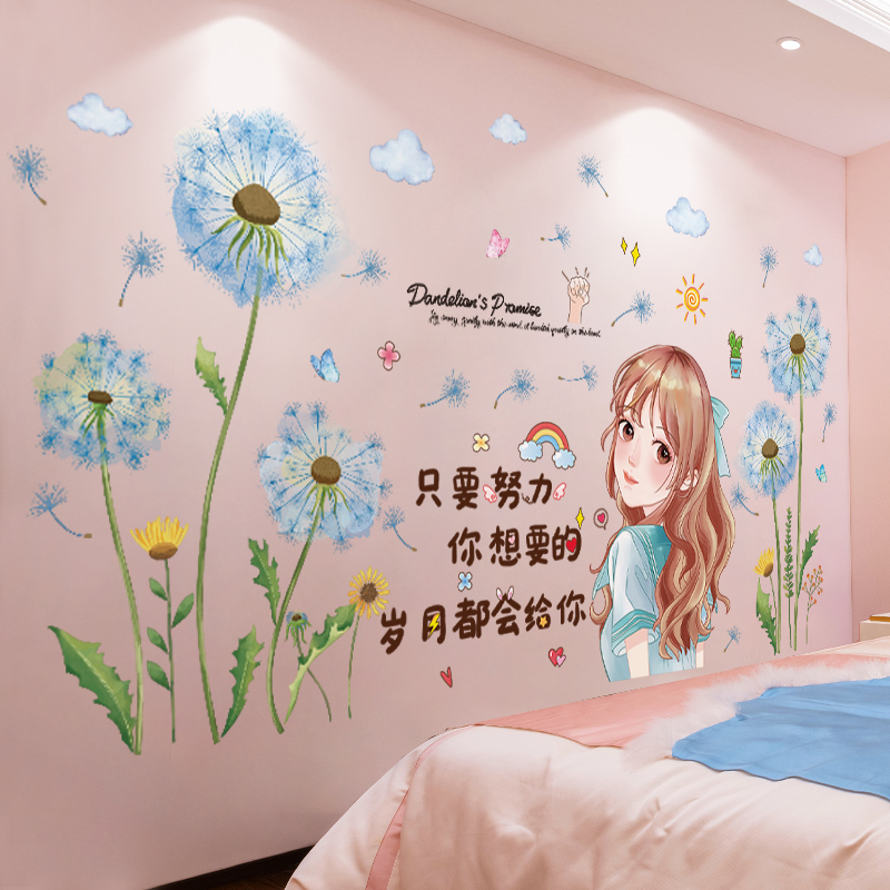 卧室墙贴画公主女孩儿童房间装饰墙上贴纸墙壁遮丑3D立体墙纸自粘图片