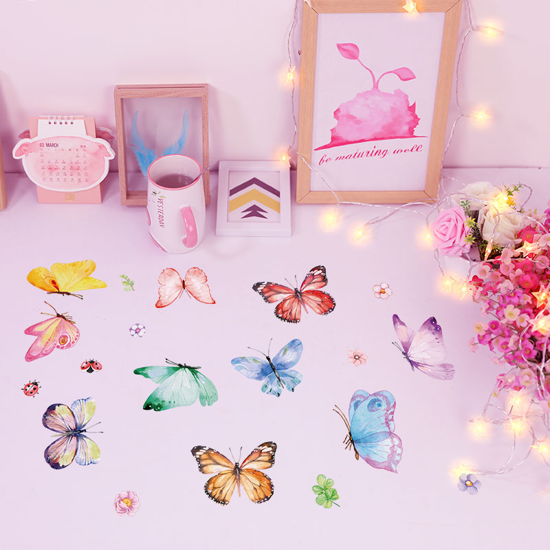 墙贴纸贴画客厅卧室玄关玻璃窗户装饰品墙壁自粘墙纸墙画彩色蝴蝶