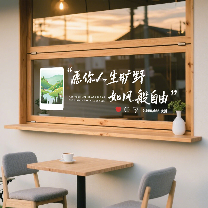 网红店铺餐厅奶茶店玻璃橱窗贴静电贴纸励志语录创意贴画装饰布置