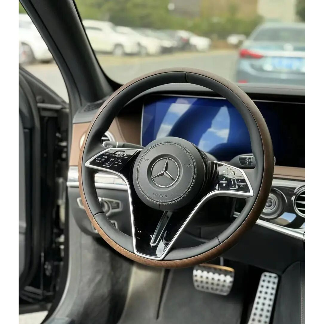 奔驰S级S400/S450原厂桃木蝴蝶方向盘改装迈巴赫S680方向盘总成