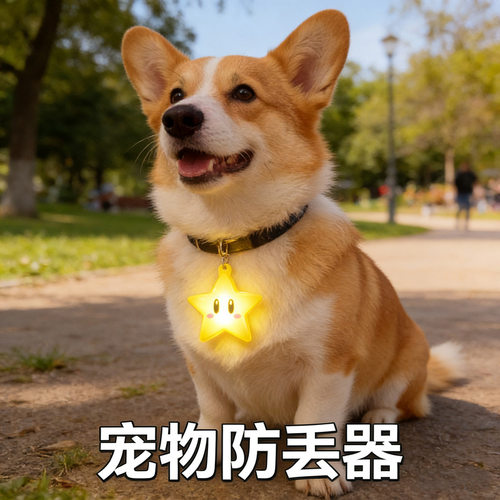 猫狗夜行发光防走失星星灯