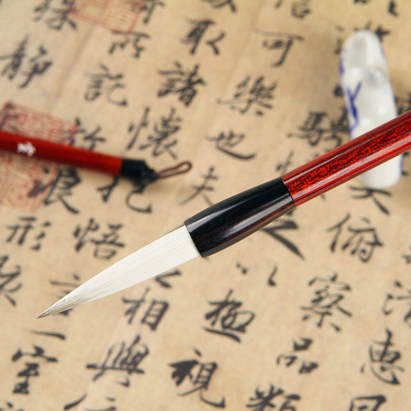 兰亭金刚杵羊毫善琏湖笔书法行草隶书红木杆送礼好笔