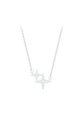PRETTY DIARY 星芒系列 璀璨四芒星闪耀锁骨链 百搭满锆星星项链
