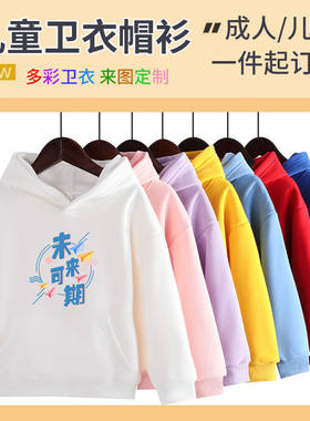 纯棉儿童连帽卫衣定制印logo小学生秋冬款加绒女童帽衫幼儿园班服