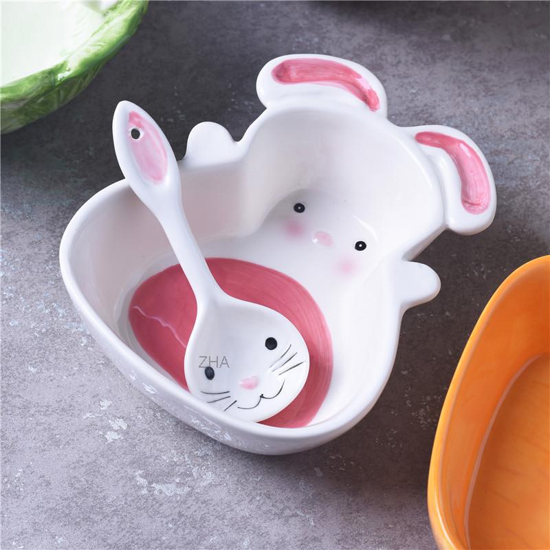 家用陶瓷碗创意可爱兔子胡萝卜