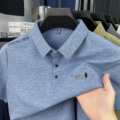 T恤宽松休闲印花polo衫 透气商务翻领短袖 新款 稻草人夏季