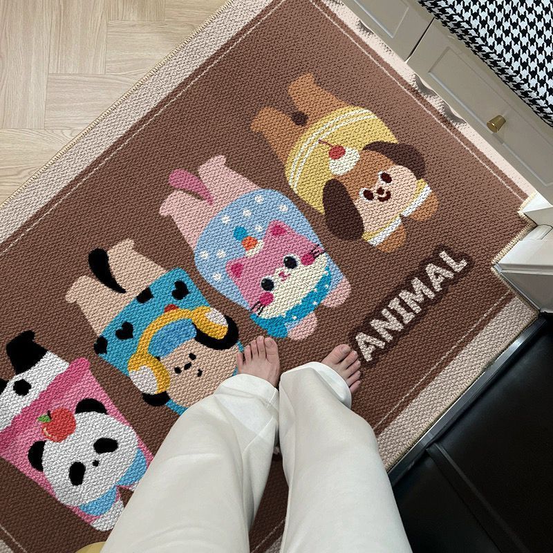 热销︱地垫多巴胺可爱风家用进门垫猫咪圈绒高级感防滑地毯垫