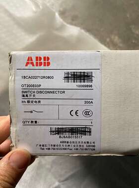 ABB隔离开关OT200E03P,未使用,