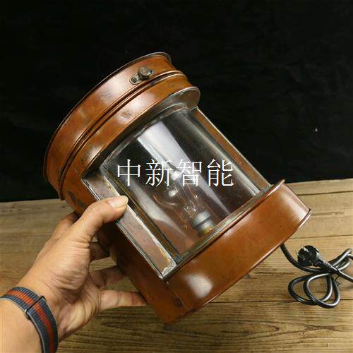 Vintage老船灯 紫铜船灯 中号信号灯 顶盖开合式  西