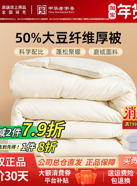 梦洁冬厚被云豆豆大豆纤维被春秋被248×2.48m二合一加厚被四季