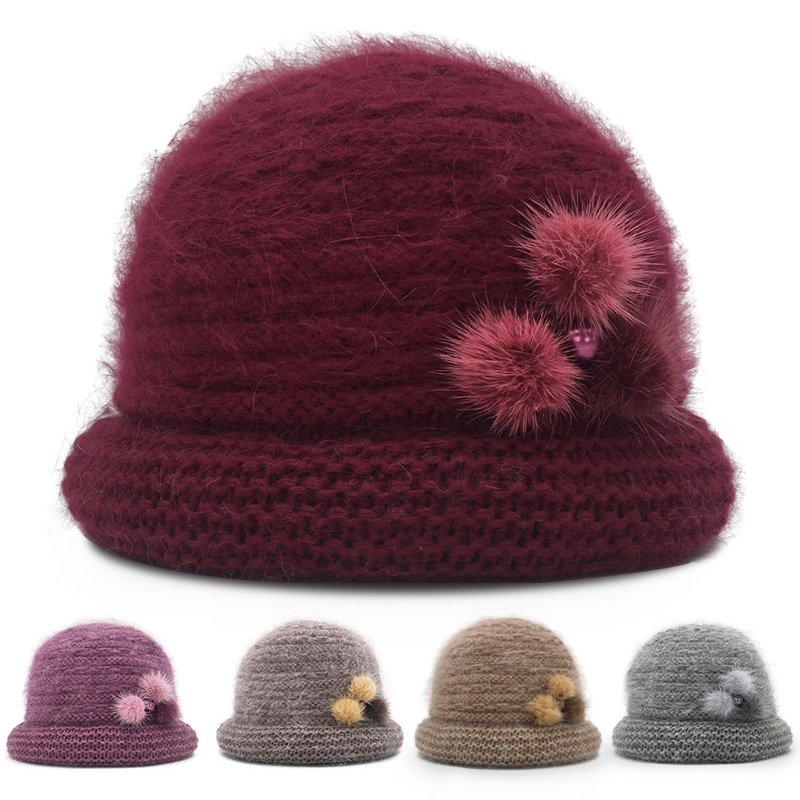 秋冬季中老年人帽子女士加绒加厚妈妈毛线帽潮冬天保暖老人帽奶奶