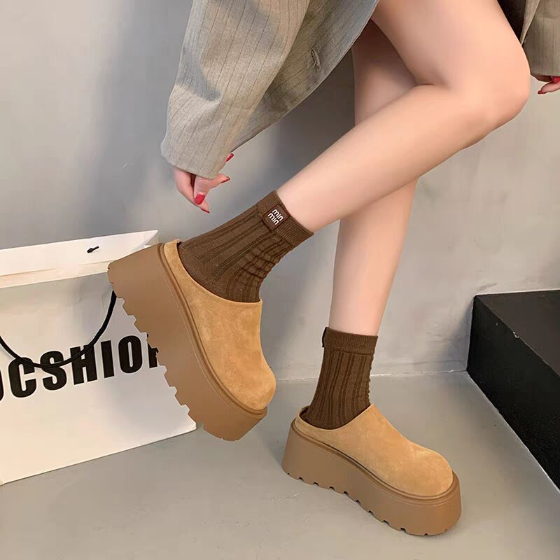 2631防水台极简风修面皮磨砂皮包头拖INS风包头款百搭风